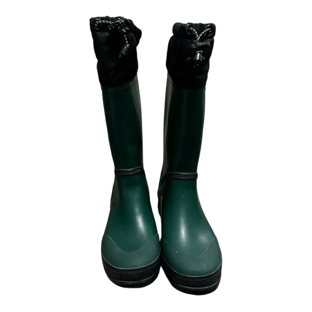 Lands End Hunter Green Lined Snow Rain Boots Sz 3 Youth